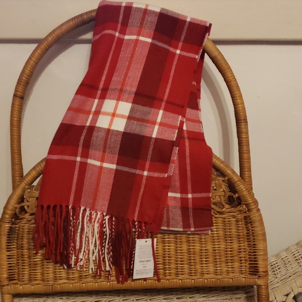 Lands' End Red Plaid Scarf